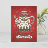 Whimsical Christmas Teapot  Karte (Stehend Vorderseite)