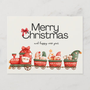 Whimsical Christmas Train Card Feiertagspostkarte
