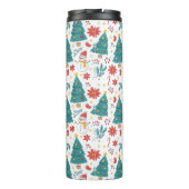 Whimsical Christmas Tree and Snowman Holiday Thermosbecher (Rückseite)