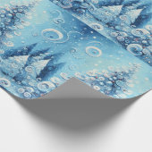 Whimsical Christmas Tree Blue Decoupage Geschenkpapier (Ecke)
