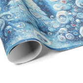 Whimsical Christmas Tree Blue Decoupage Geschenkpapier (Rolleneckpunkt)