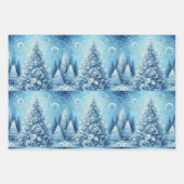 Whimsical Christmas Tree Blue Decoupage Geschenkpapier Set (Vorderseite)