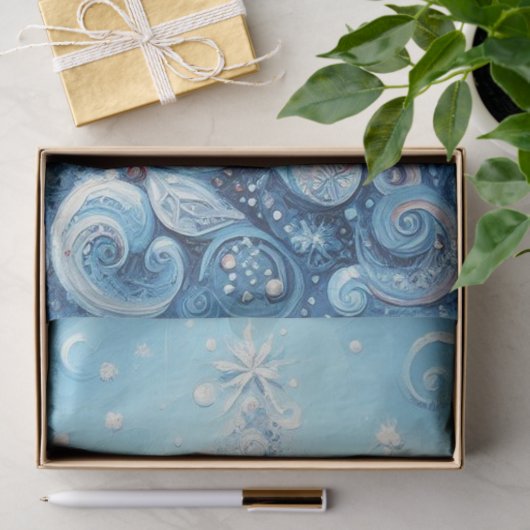 Whimsical Christmas Tree Blue Decoupage Seidenpapier (Geschenk)