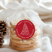 Whimsical Christmas Tree Bows Red Christmas Runder Aufkleber