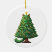 Whimsical Christmas Tree Cat Holiday Keramik Ornament (Hinten)