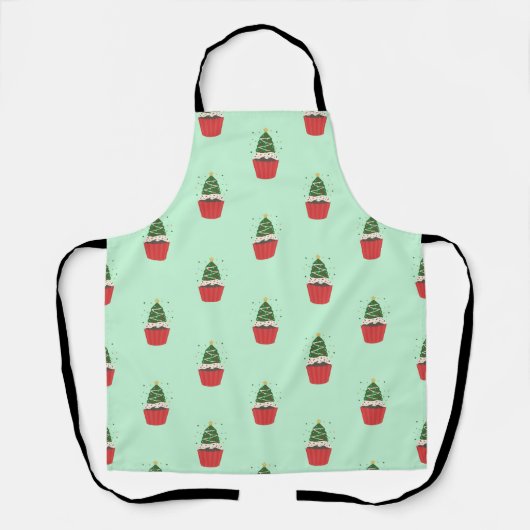 Whimsical Christmas Tree Cupcake Apron Schürze (Vorderseite)