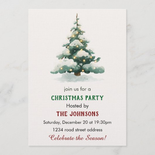 Whimsical Christmas Tree Dinner Party Invitation Einladung (Vorderseite)