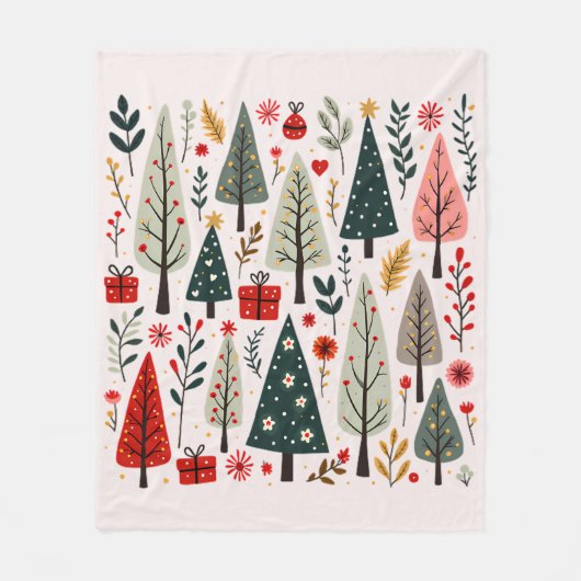 Whimsical Christmas Tree Forest Fleecedecke (Vorderseite)
