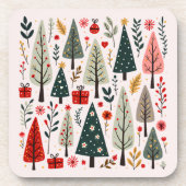 Whimsical Christmas Tree Forest Getränkeuntersetzer (Vorderseite)