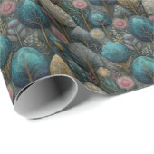 Whimsical Christmas Tree in Blue and Green Gift Geschenkpapier (Rolleneckpunkt)