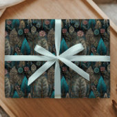 Whimsical Christmas Tree in Silver and Blue Design Geschenkpapier