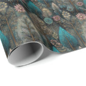 Whimsical Christmas Tree in Silver and Blue Design Geschenkpapier (Rolleneckpunkt)