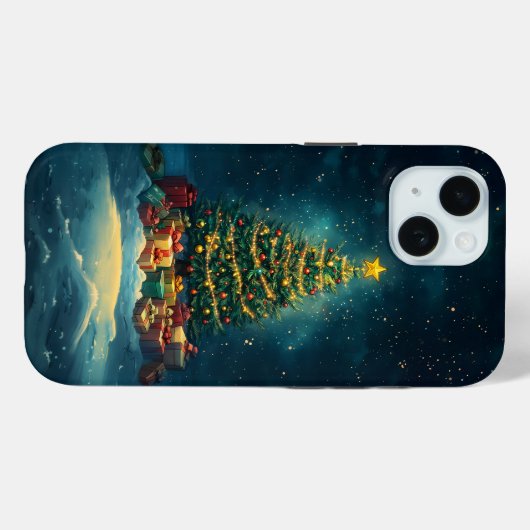 Whimsical Christmas Tree iPhone Case (Rückseite (Horizontal))