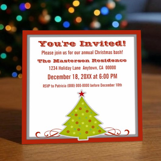 Whimsical Christmas Tree Party Einladung