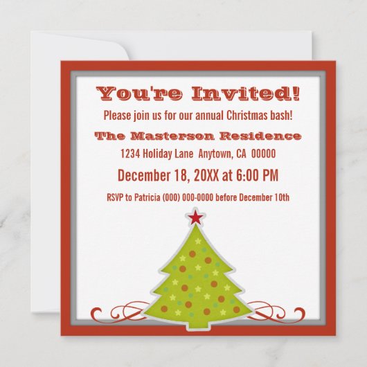 Whimsical Christmas Tree Party Einladung (Vorderseite)