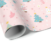 "Whimsical Christmas Tree Pattern" Geschenkpapier (Rolleneckpunkt)