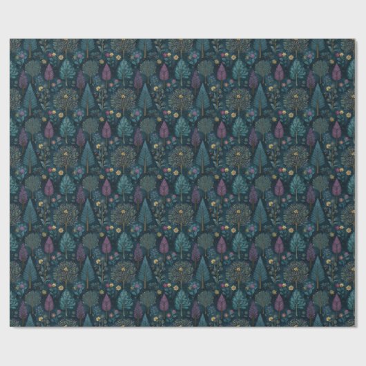 Whimsical Christmas Tree Purple and Teal Pattern Geschenkpapier (Flach)