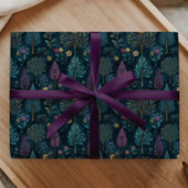 Whimsical Christmas Tree Purple and Teal Pattern Geschenkpapier