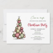Whimsical Christmas Tree Red Green Holiday Invite Einladung (Vorderseite)