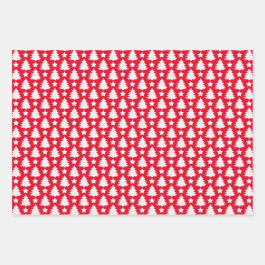 Whimsical Christmas Tree Star Red White Geschenkpapier Set (Vorderseite 2)