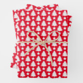 Whimsical Christmas Tree Star Red White Geschenkpapier Set (Beispiel)