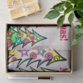 Whimsical Christmas Trees & Birdie Merry Christmas Seidenpapier (Geschenk)