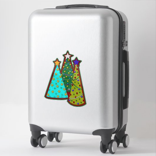 Whimsical Christmas Trees Faux Felt Style Aufkleber (Koffer)