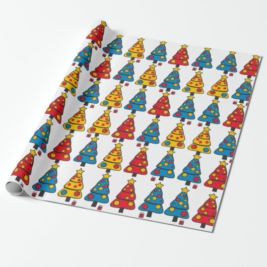 Whimsical Christmas Trees Geschenkpapier (Ungerollt)