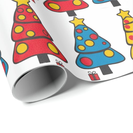 Whimsical Christmas Trees Geschenkpapier (Rolleneckpunkt)