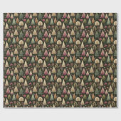 Whimsical Christmas Trees in Green and Pink Gift Geschenkpapier (Flach)