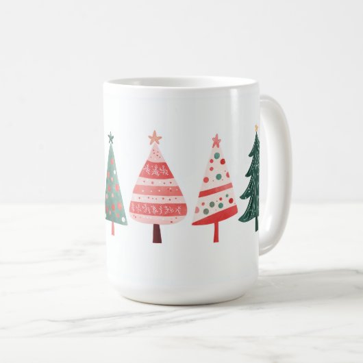 Whimsical Christmas Trees Mug Kaffeetasse (VorderseiteRechts)