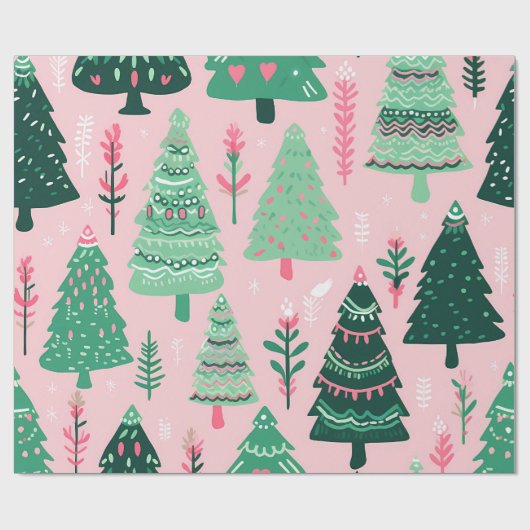 "Whimsical Christmas Trees Pattern" Geschenkpapier (Flach)