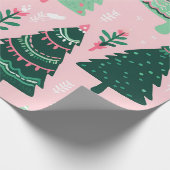 "Whimsical Christmas Trees Pattern" Geschenkpapier (Ecke)