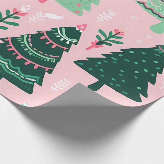 "Whimsical Christmas Trees Pattern" Geschenkpapier (Ecke)