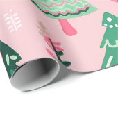 "Whimsical Christmas Trees Pattern" Geschenkpapier (Rolleneckpunkt)