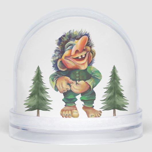 Whimsical Christmas Troll Funny Nordic Scandinavia Schneekugeln (Vorderseite)