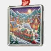 Whimsical Christmas Village Santa & Train Ornament Aus Metall (Links)