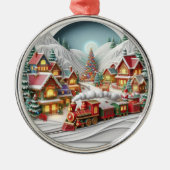 Whimsical Christmas Village with Train Ornament (Vorne)