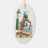 Whimsical Christmas Wildlife Koch Oval Ornament (Rechts)