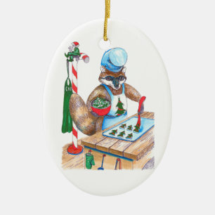 Whimsical Christmas Wildlife Koch Oval Ornament