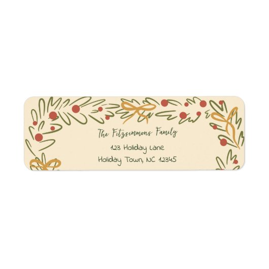 Whimsical Christmas Wreath & Preppy Bows Address (Vorne)