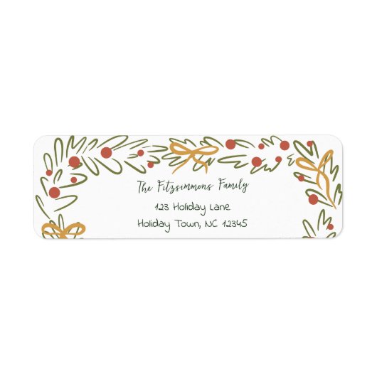 Whimsical Christmas Wreath & Preppy Bows Address (Vorne)