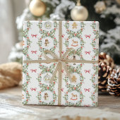Whimsical Christmas Wreaths and Toys Geschenkpapier