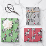 Whimsical Christmas Zebras Geschenkpapier Set<br><div class="desc">Whimsical moderne Hand illustriert Zebras mit Weihnachtsmannmützen auf drei verschiedenen Farbhintergründen.</div>