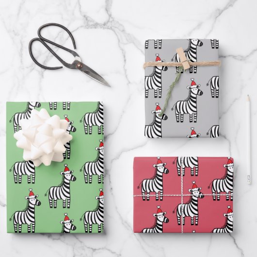Whimsical Christmas Zebras Geschenkpapier Set (Vorderseite)