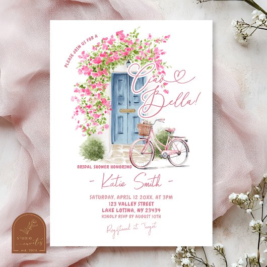 Whimsical Ciao Bella Italian Bridal Shower Einladung
