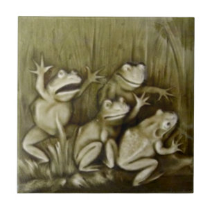 Whimsical Circa 1900 Repro Tile mit 4 Fröschen Fliese