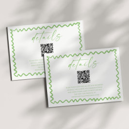 Whimsical Citrus Green QR Code Wedding Details Begleitkarte