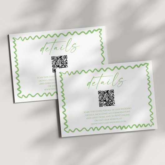 Whimsical Citrus Green QR Code Wedding Details Begleitkarte