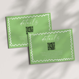 Whimsical Citrus Green QR Code Wedding Details Begleitkarte